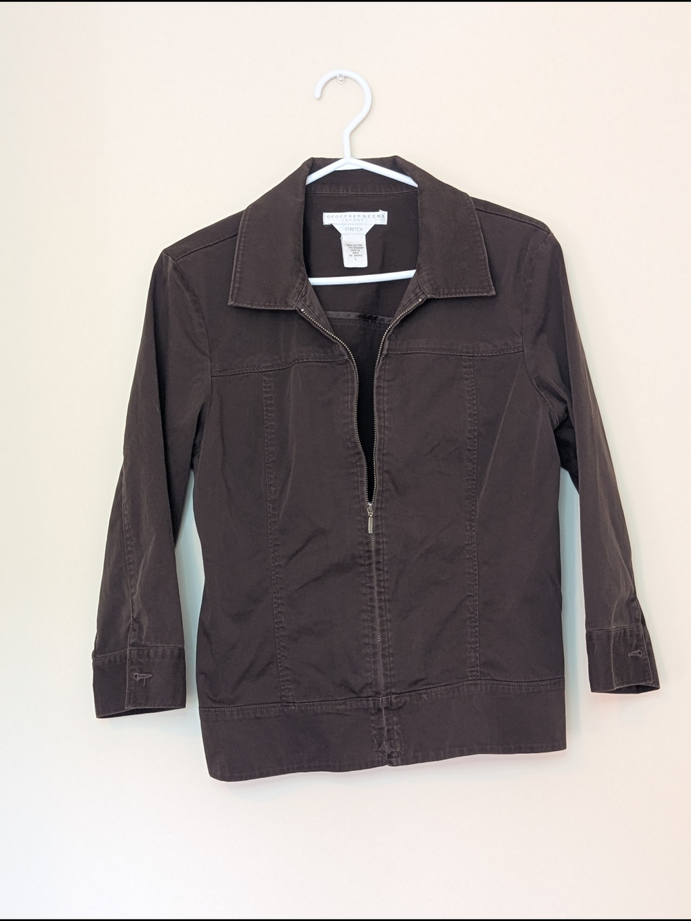 Geoffrey Beene Dark Brown Zip-Front Jacket, Size Large